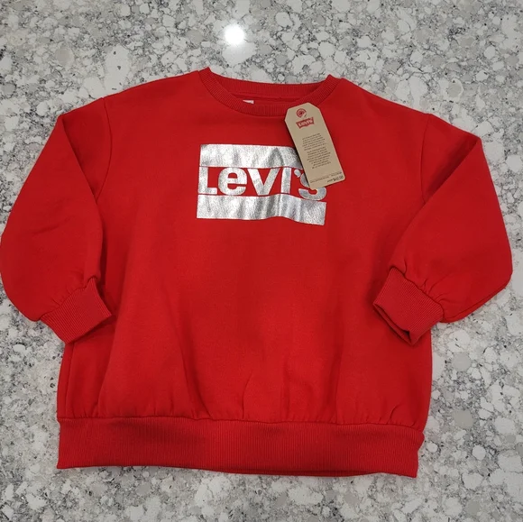 NWT Levi's Kid's Sweatshirt, Red With Shiny Logo Size 4 - Picture 1 of 6